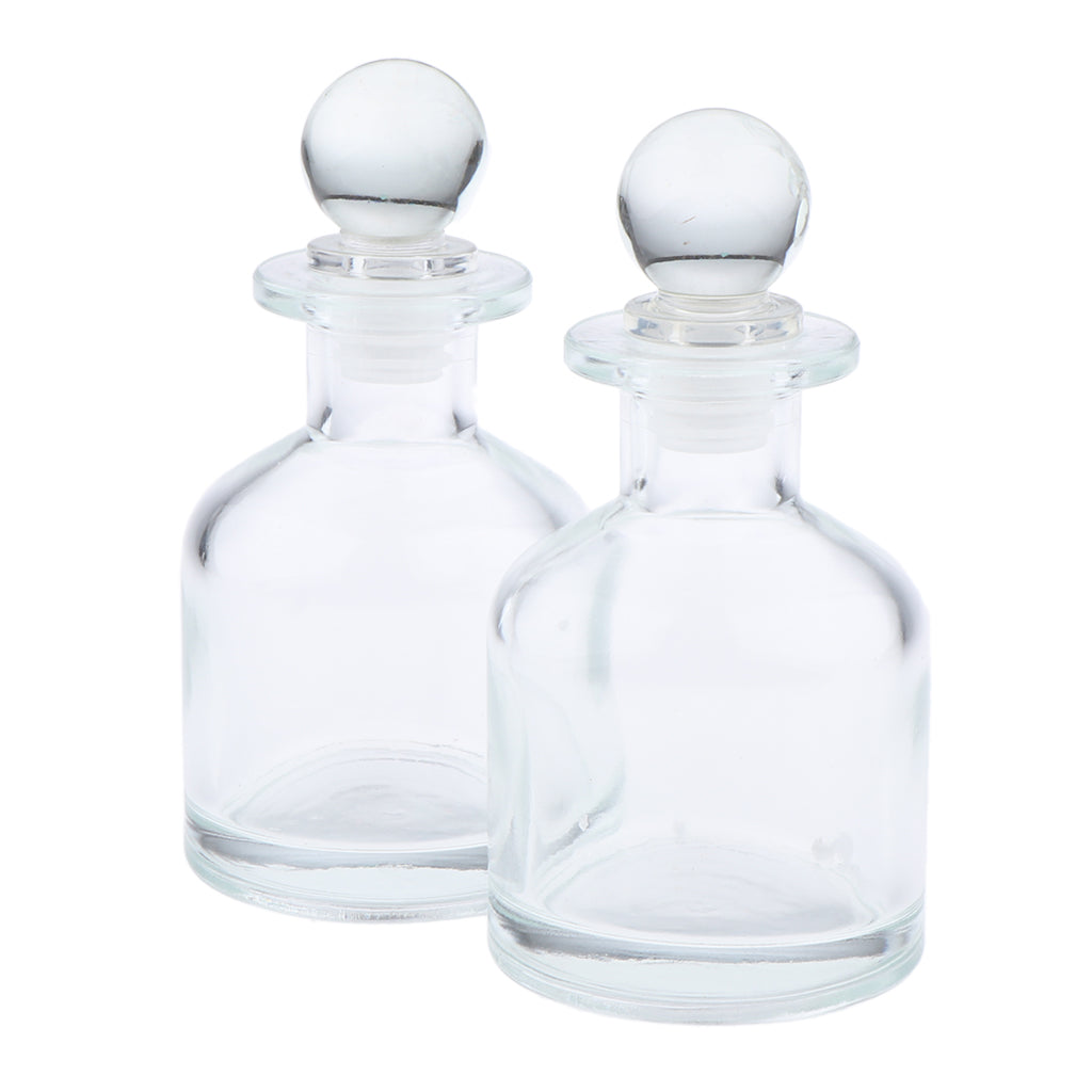 2Pcs Empty Fragrance Glass Diffuser Bottles Jars for DIY Essential Oil Scent 130ml