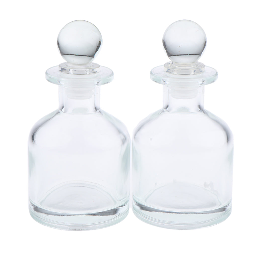 2Pcs Empty Fragrance Glass Diffuser Bottles Jars for DIY Essential Oil Scent 130ml