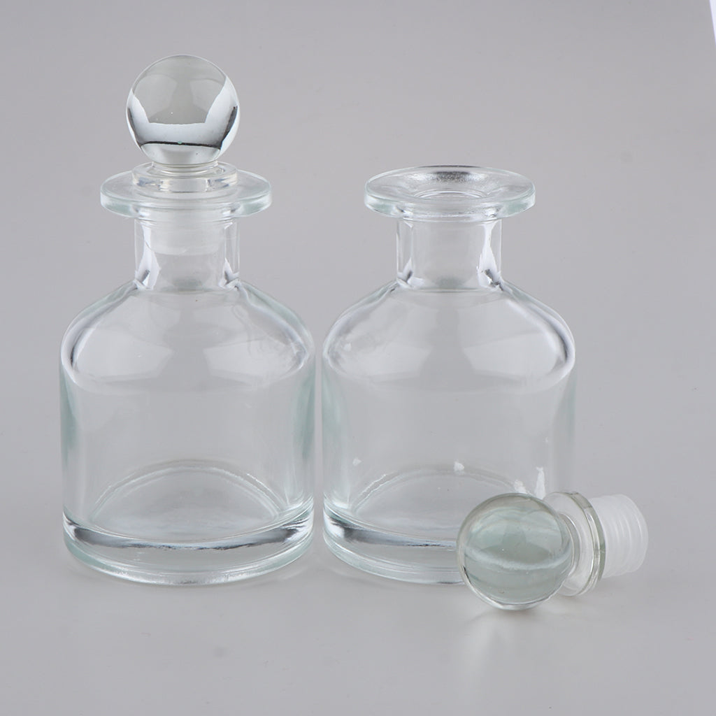 2Pcs Empty Fragrance Glass Diffuser Bottles Jars for DIY Essential Oil Scent 130ml