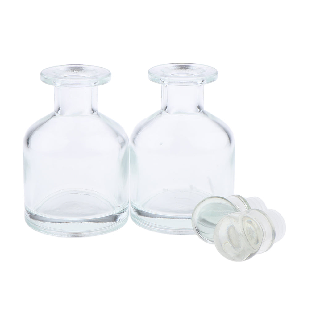 2Pcs Empty Fragrance Glass Diffuser Bottles Jars for DIY Essential Oil Scent 130ml