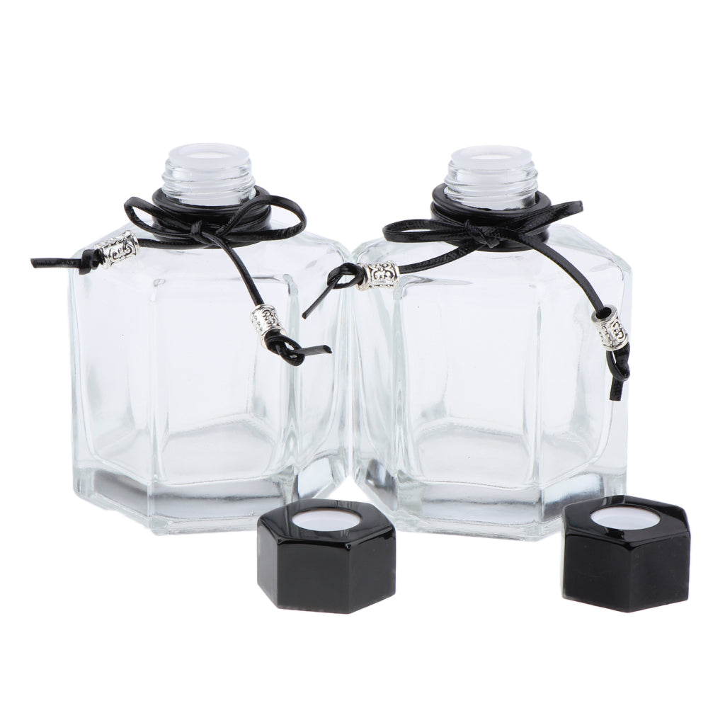 2Pcs 100ml Fragrance Glass Diffuser Bottles for DIY Craft Reed Essential Oil Black