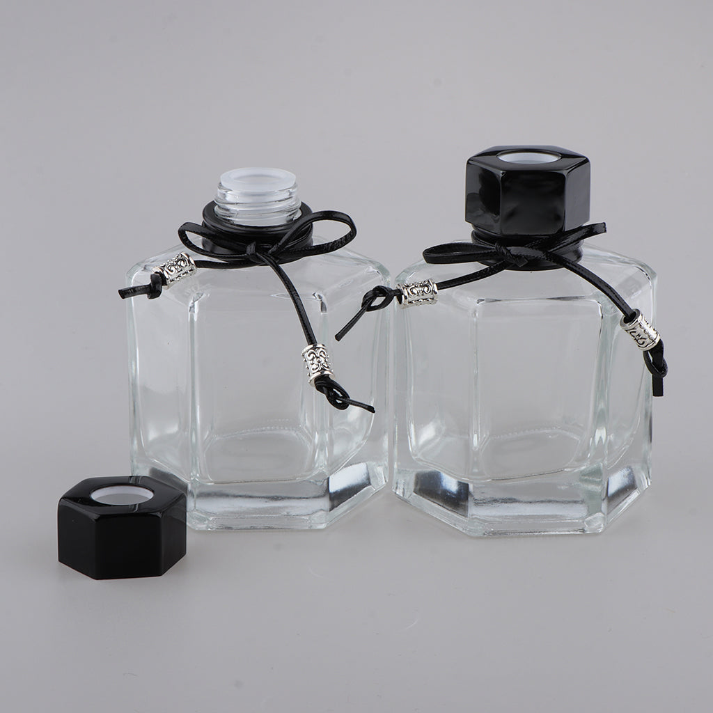 2Pcs 100ml Fragrance Glass Diffuser Bottles for DIY Craft Reed Essential Oil Black