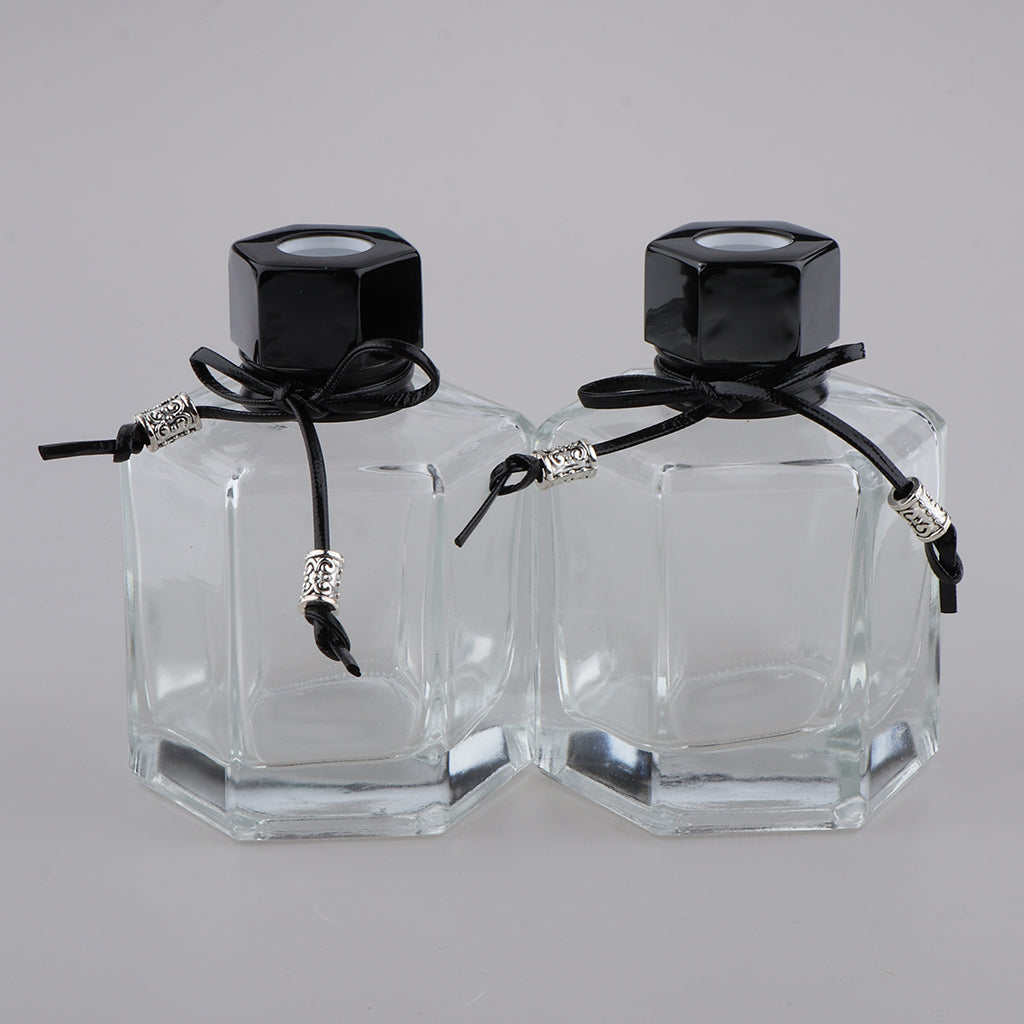 2Pcs 100ml Fragrance Glass Diffuser Bottles for DIY Craft Reed Essential Oil Black