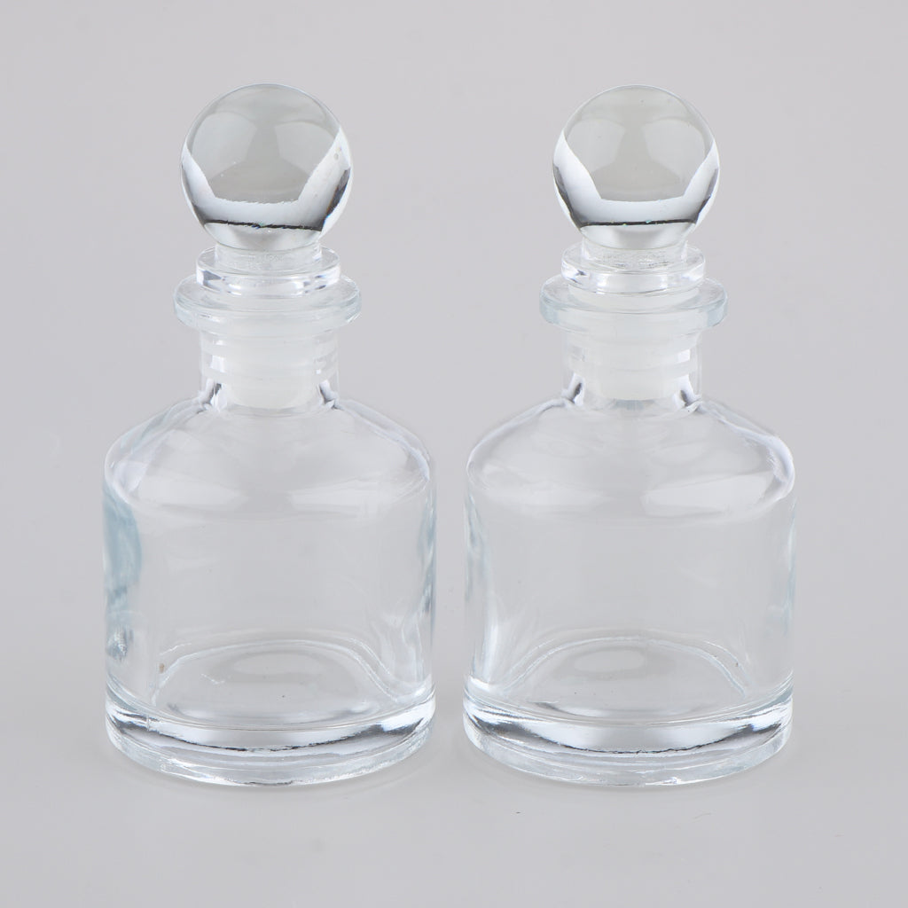 2Pcs Empty Fragrance Glass Diffuser Bottles Jars for DIY Essential Oil Scent 50ml