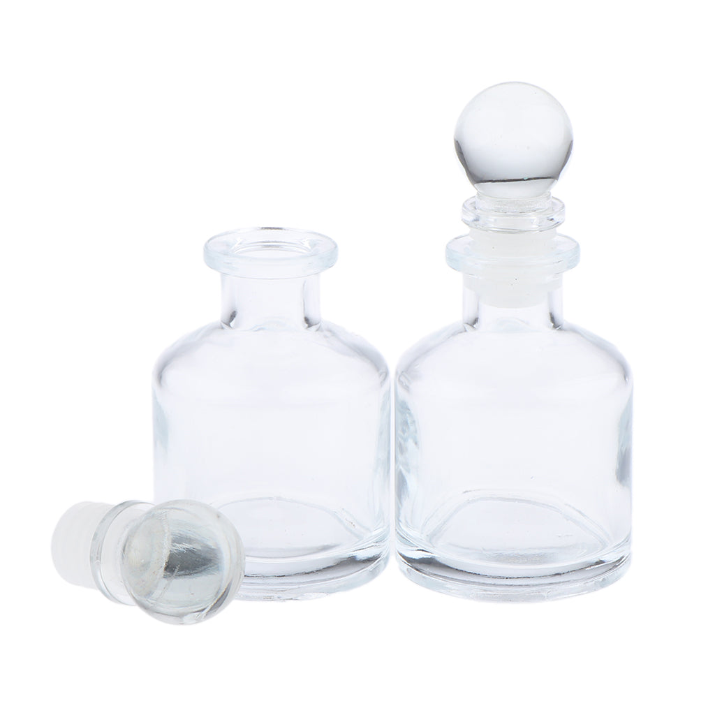 2Pcs Empty Fragrance Glass Diffuser Bottles Jars for DIY Essential Oil Scent 50ml