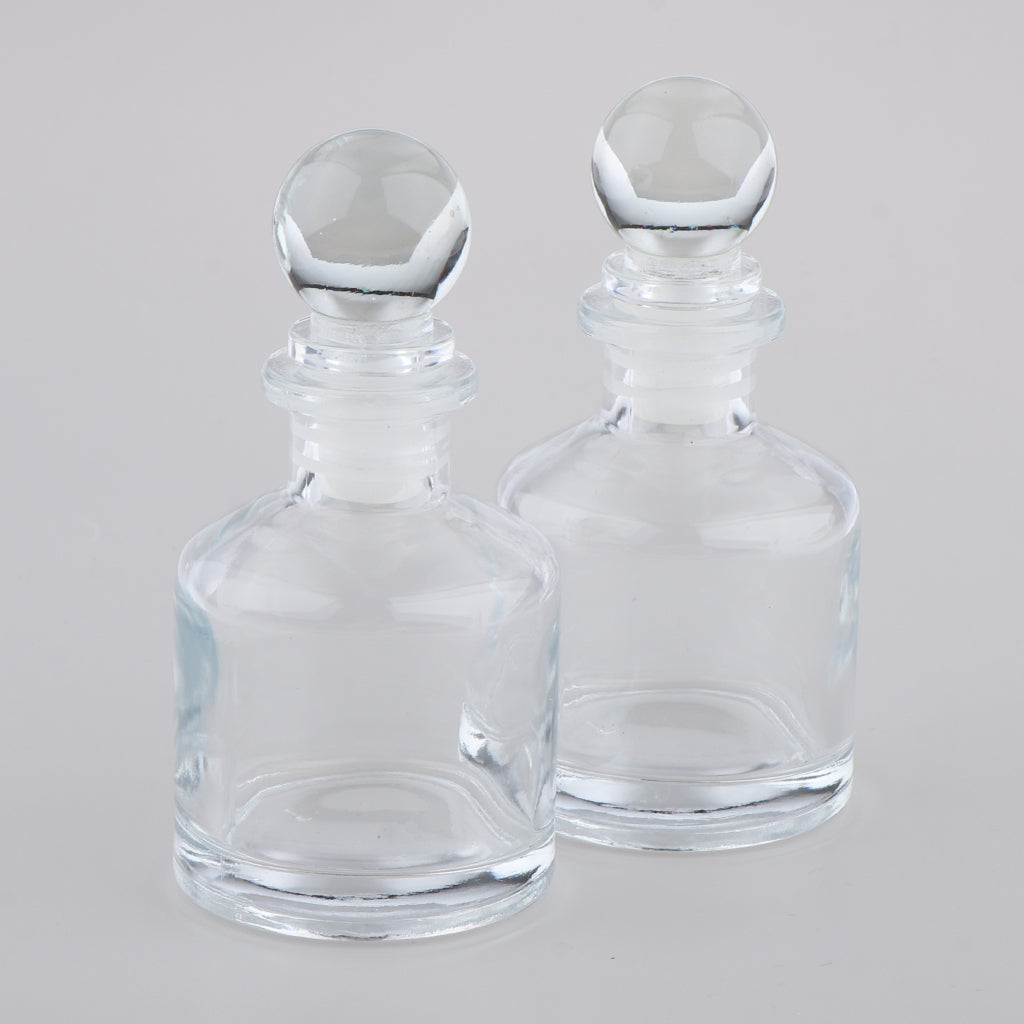 2Pcs Empty Fragrance Glass Diffuser Bottles Jars for DIY Essential Oil Scent 50ml