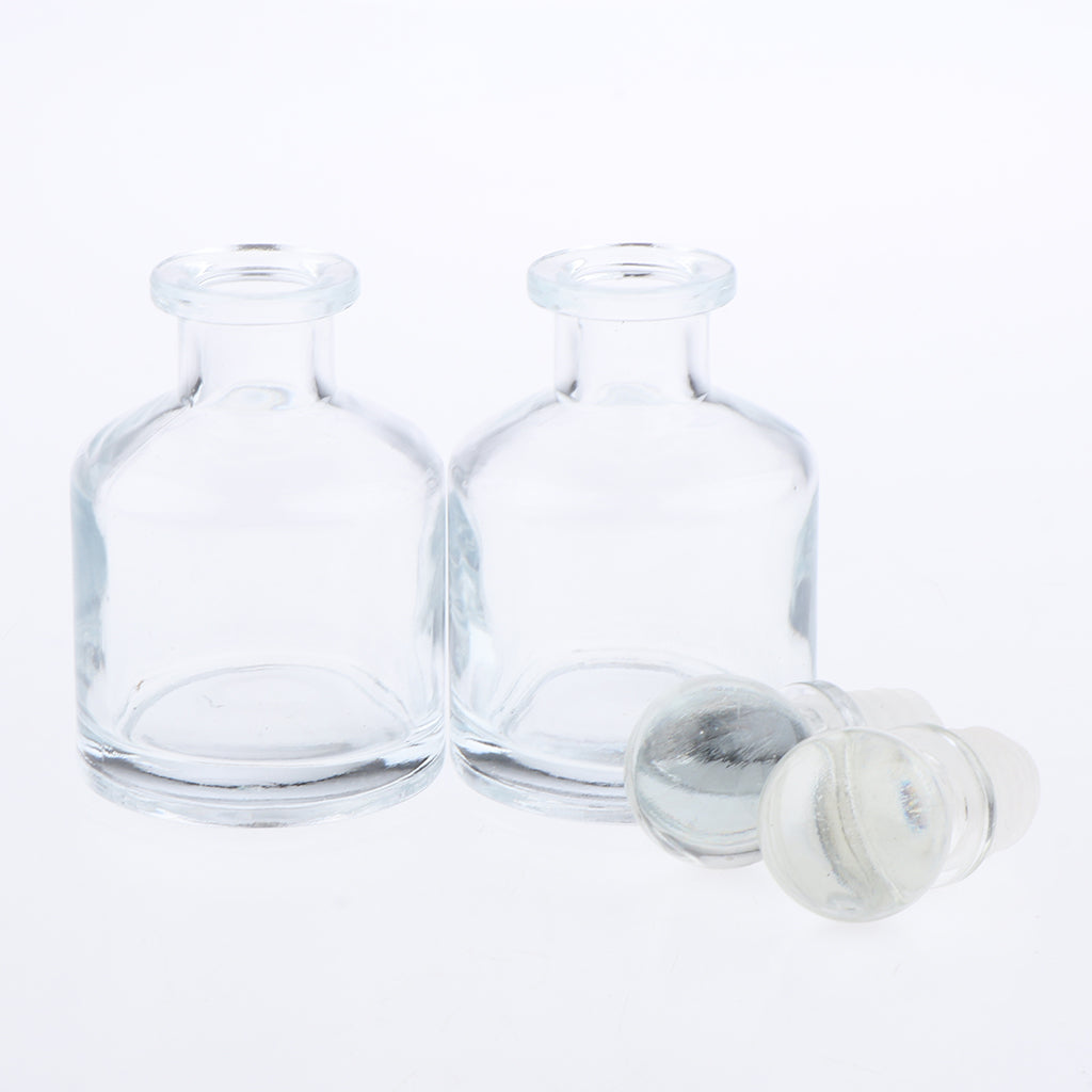 2Pcs Empty Fragrance Glass Diffuser Bottles Jars for DIY Essential Oil Scent 50ml