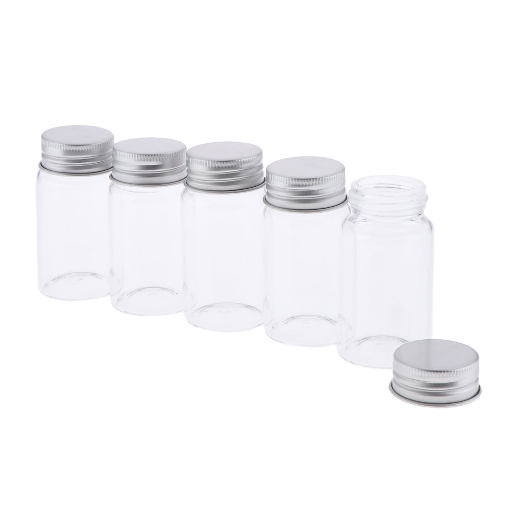 5Pcs Refillable Glass Makeup Bottles Cosmetic Pills Storage Containers 50ml