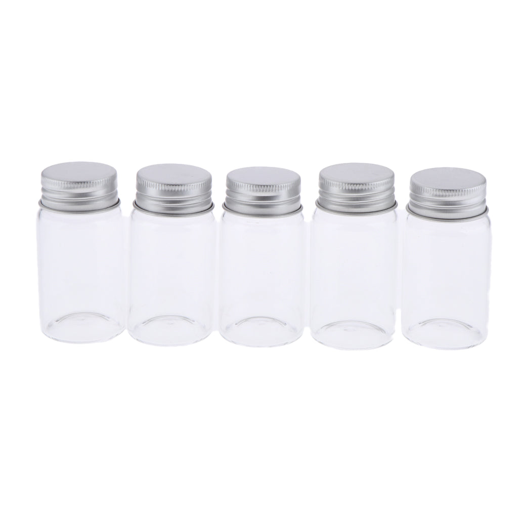 5Pcs Refillable Glass Makeup Bottles Cosmetic Pills Storage Containers 50ml