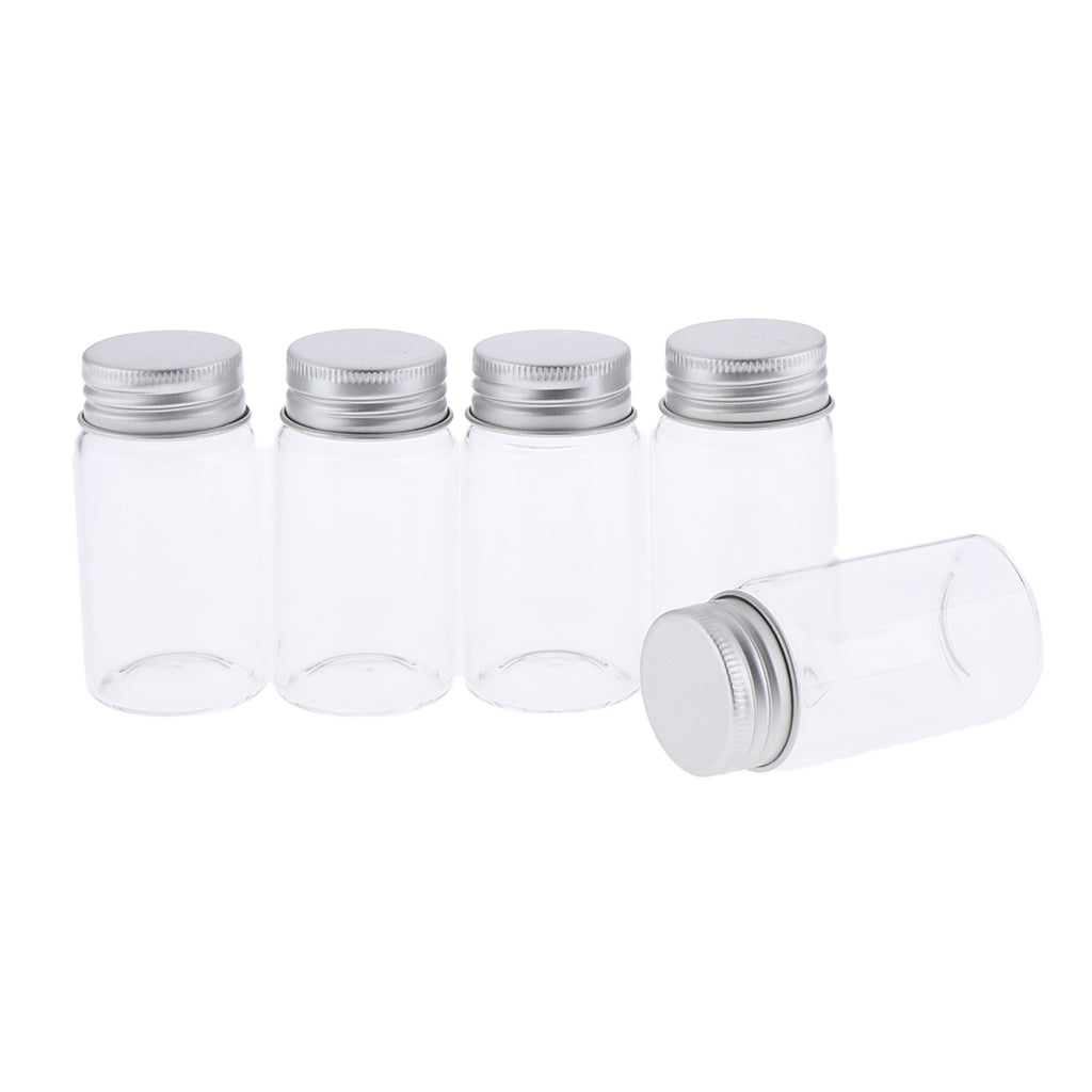 5Pcs Refillable Glass Makeup Bottles Cosmetic Pills Storage Containers 50ml