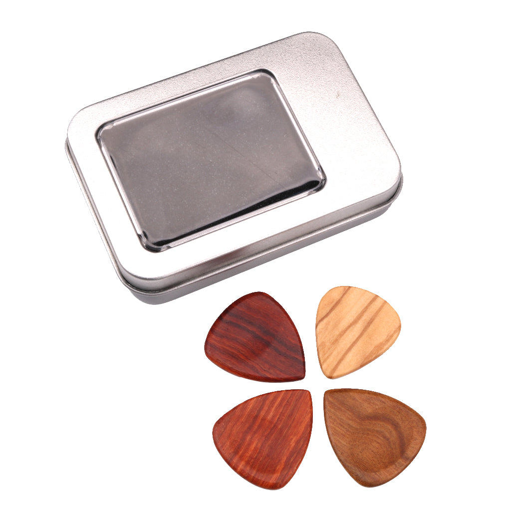 Red Sandalwood Guitar Picks Plectrum w/ Case Vintage Style Guitar Parts