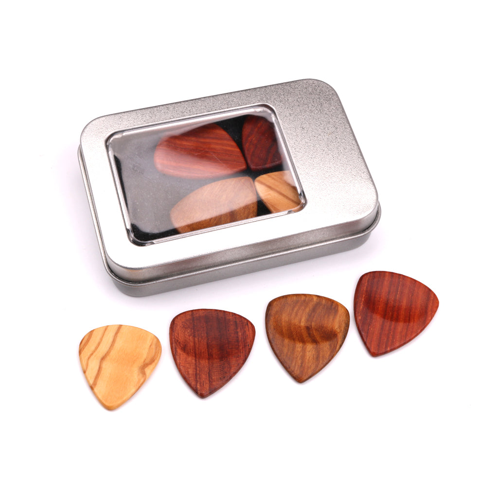 Red Sandalwood Guitar Picks Plectrum w/ Case Vintage Style Guitar Parts