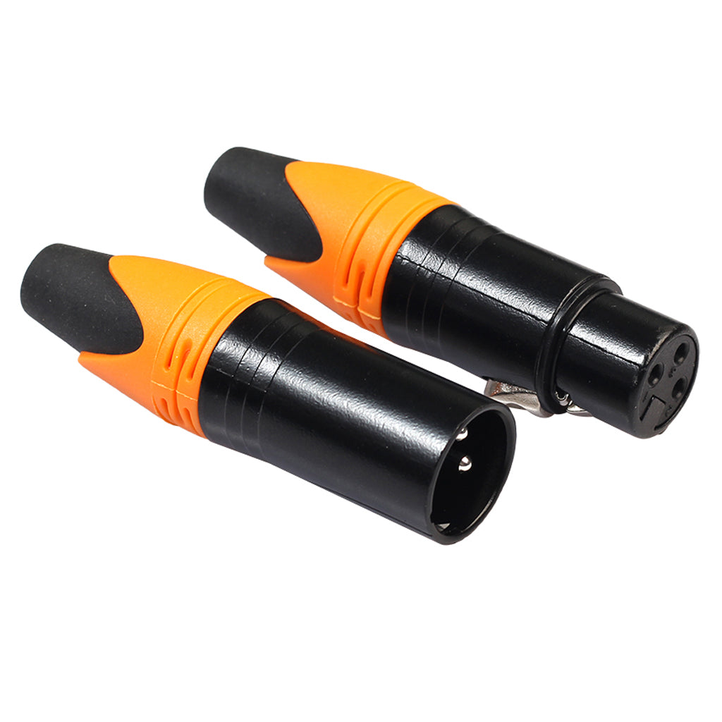 5 Pairs 3 Pin XLR Connector Male and Female Microphone Mic Cable Adapter Orange