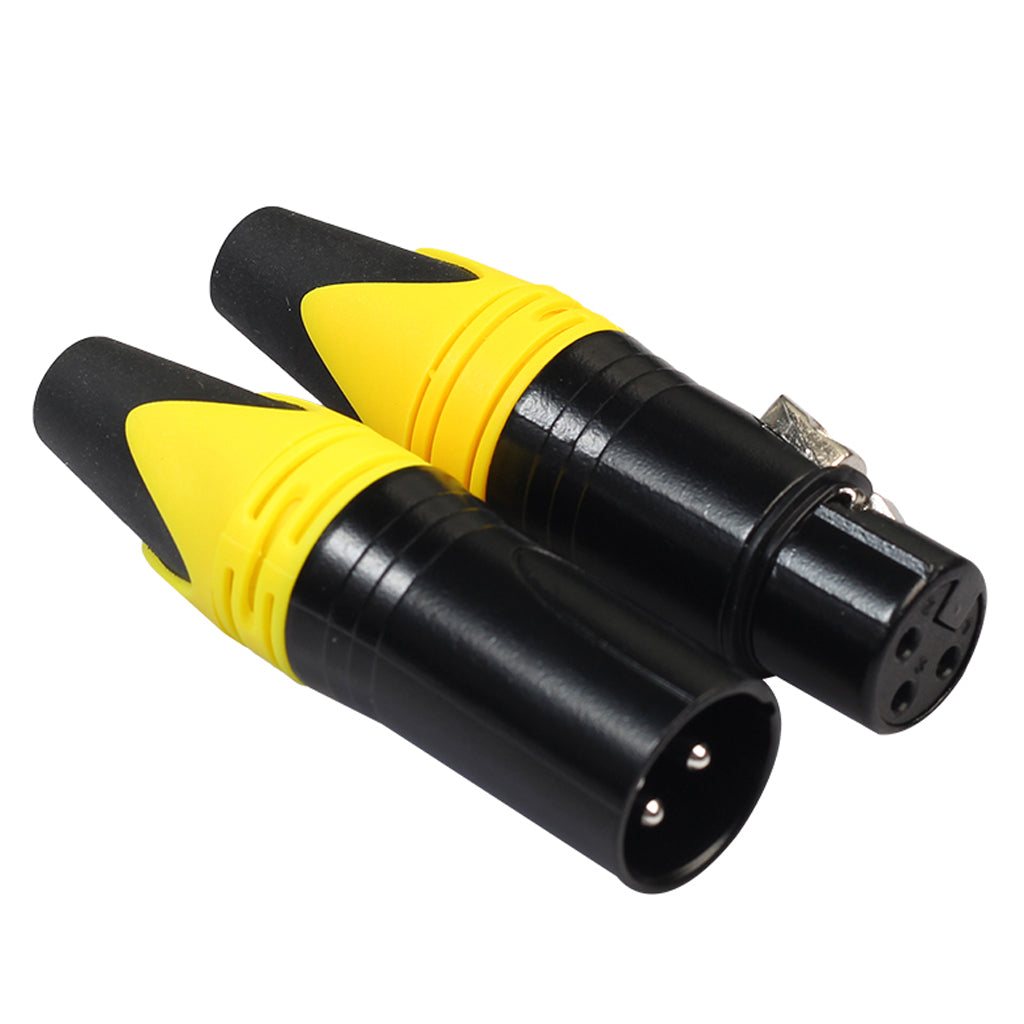 5 Pairs 3 Pin XLR Connector Male and Female Microphone Mic Cable Adapter Yellow