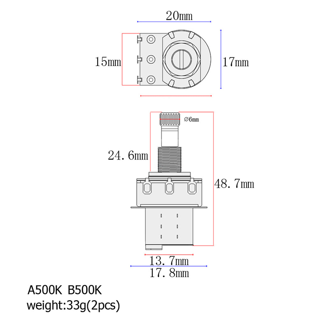 2 Piecew Control Pots Guitar Potentiometers