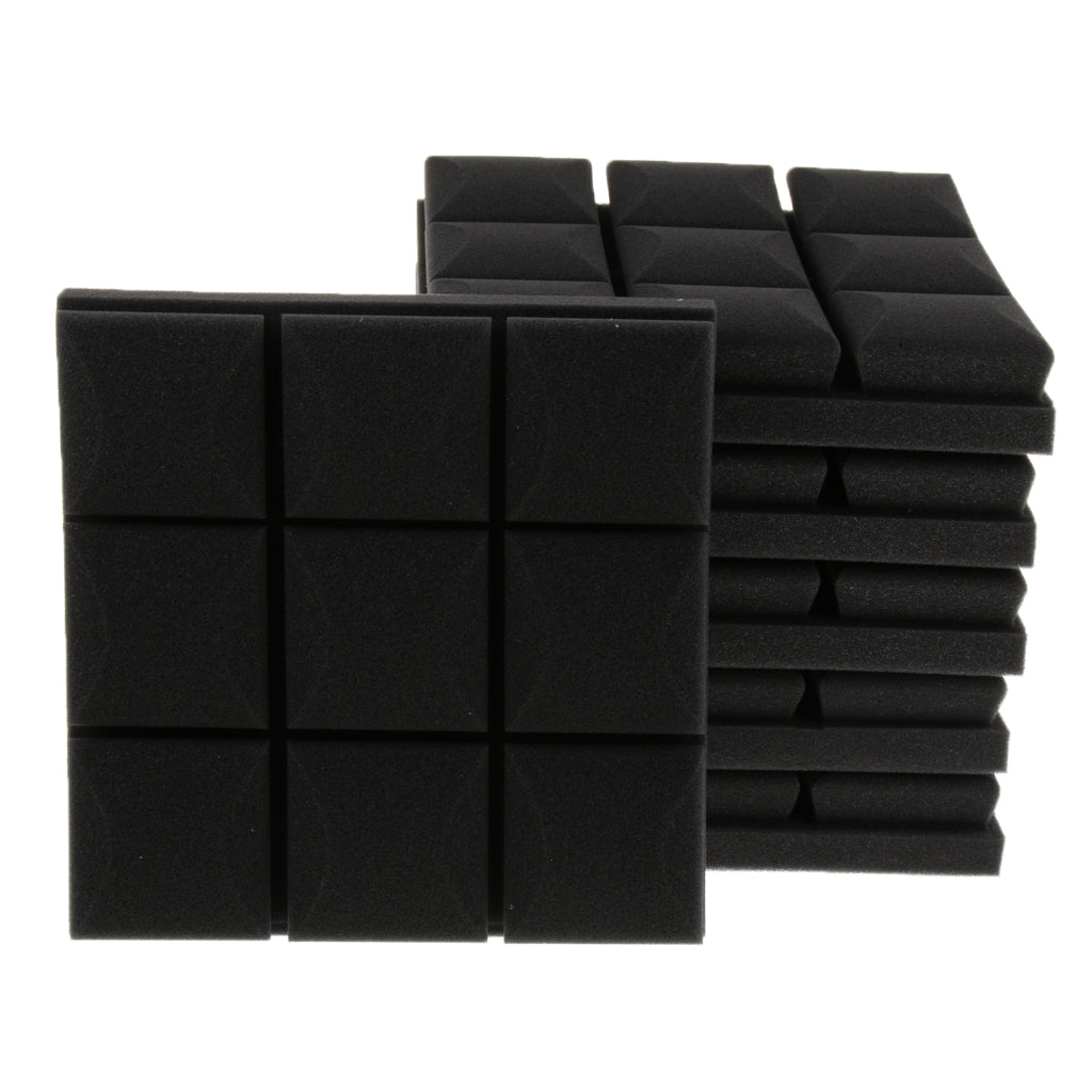 6pcs Acoustic Wedge Foam Sound Absorption Panels for Audio Equipment Black