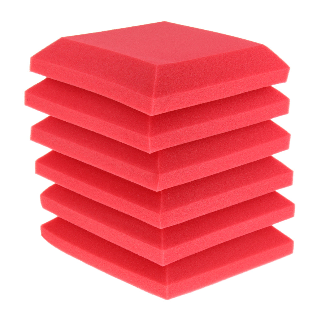 6 Pieces Sound Stop Acoustic Foam Panel Soundproofing Board  Pad Red