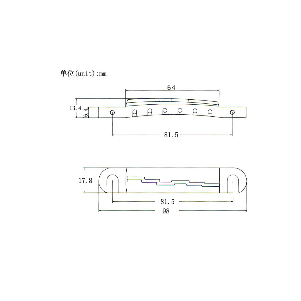 6 String Electric Guitar Wraparound Bridge Tailpiece for LP Guitar Silver