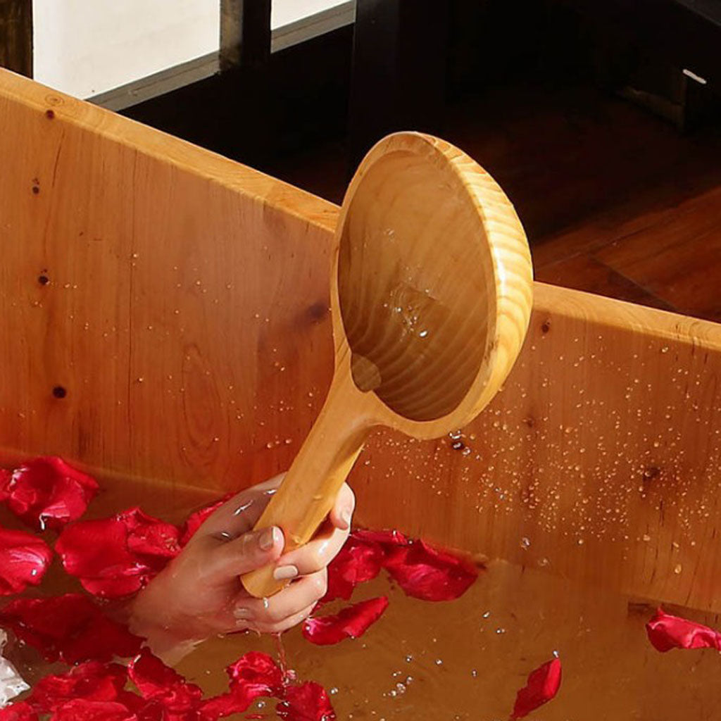 Handmade Wooden Ladle Water Scoop for Bath Spa Sauna Foot Massage Soaking