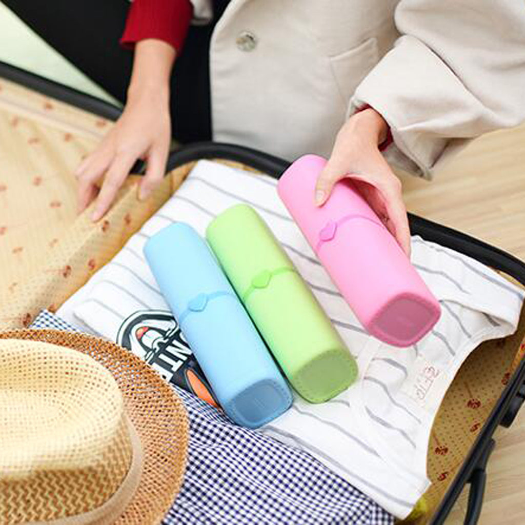 5 Pieces Portable Toothbrush Travel Case Box Wash Gargle Cup Set Green