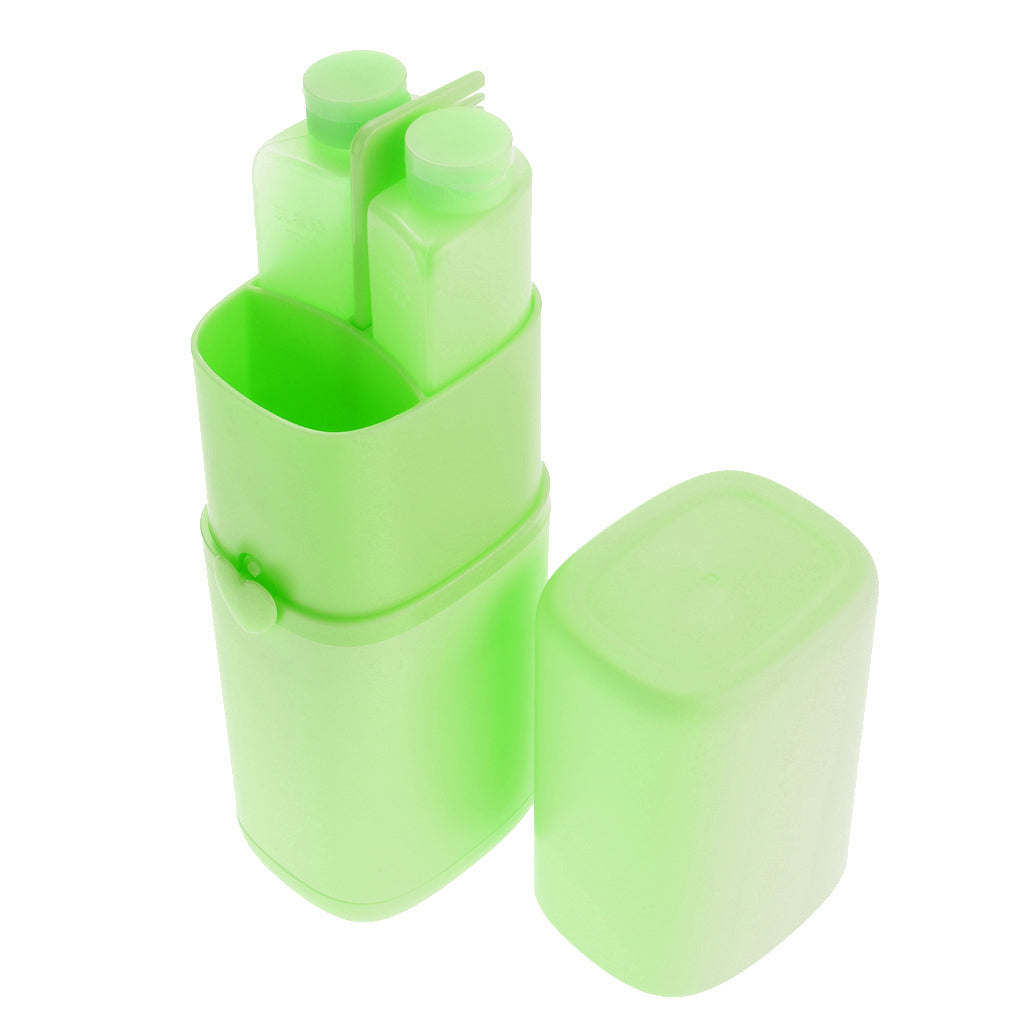 5 Pieces Portable Toothbrush Travel Case Box Wash Gargle Cup Set Green