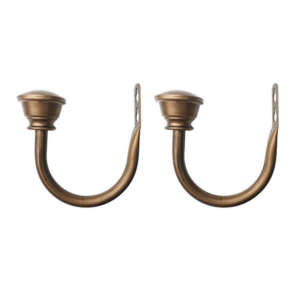 2 Set Sturdy Metal Half-ball Curtain Hook Drapery Tieback U Wall Hook Bronze