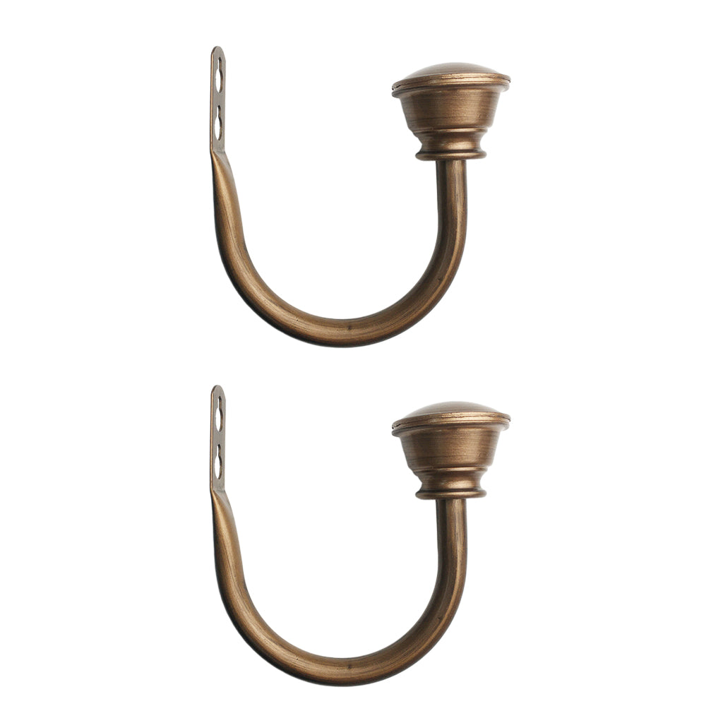 2 Set Sturdy Metal Half-ball Curtain Hook Drapery Tieback U Wall Hook Bronze