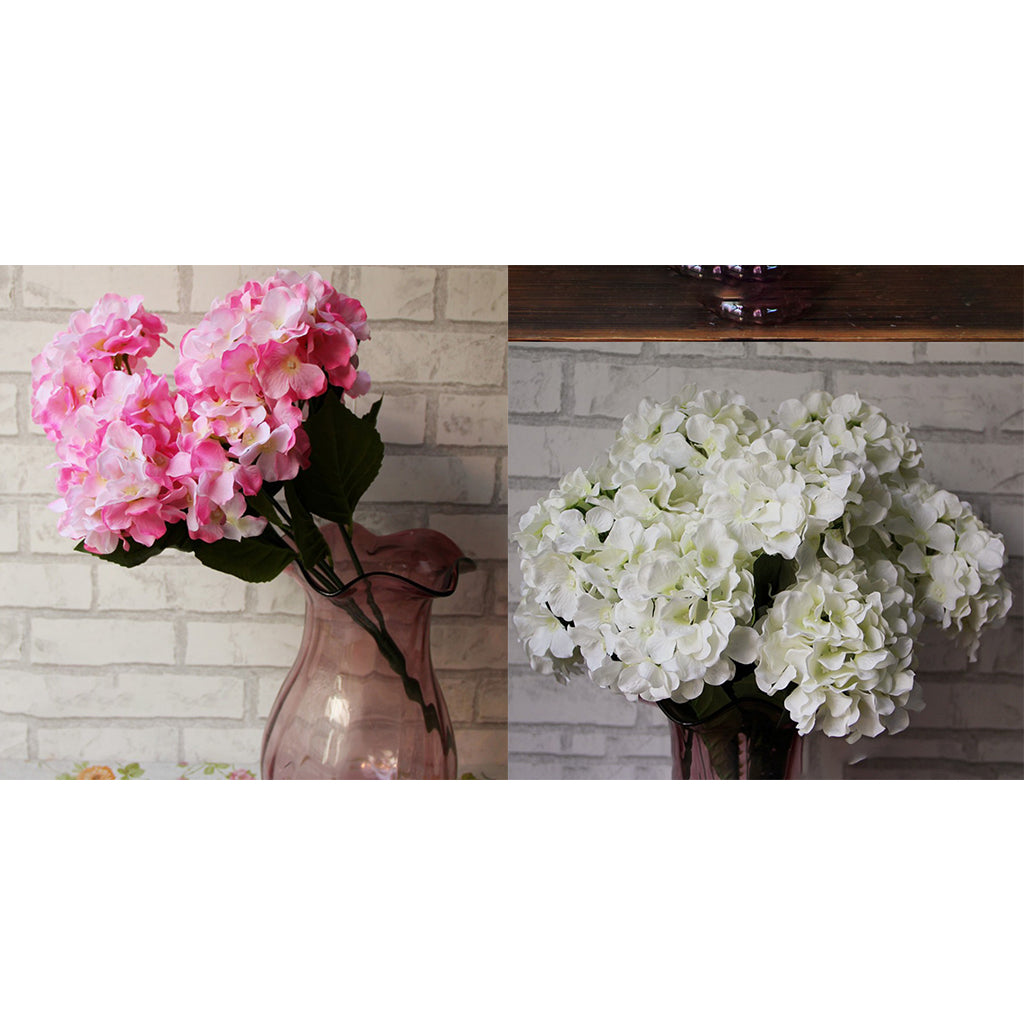 Artificial Hydrangea Silk Flower Bouquet Home Garden Decor White