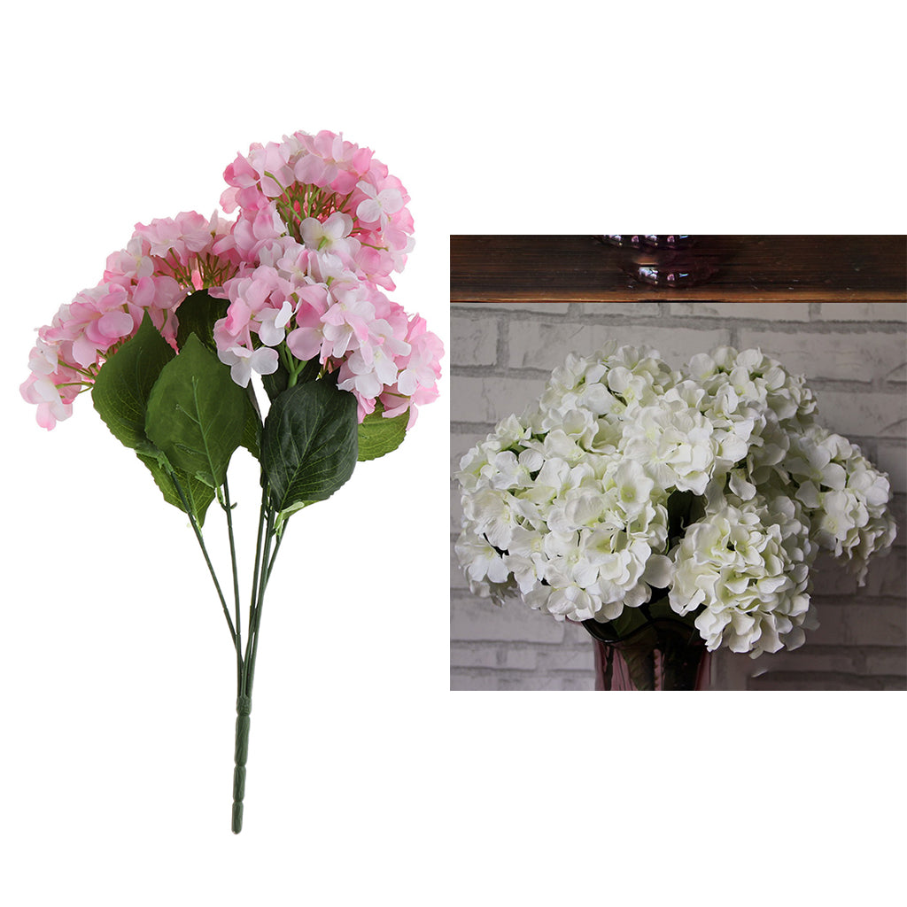 Artificial Hydrangea Silk Flower Bouquet Home Garden Decor White