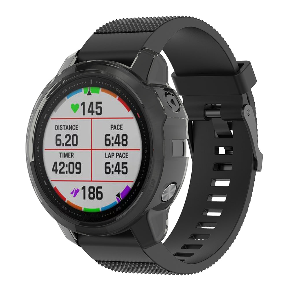 Silicone Full Cover Screen Protective Case For Garmin Fenix 6s 45mm Black