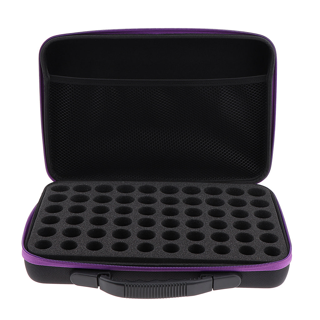 60 Slots EVA Case Bag for Cosmetic Bottles - 5ml,10ml,15ml  Purple Stripe