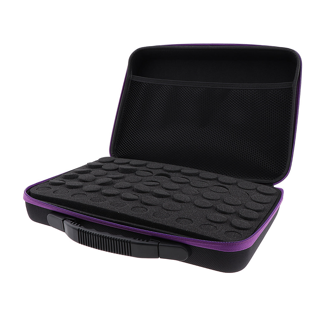 60 Slots EVA Case Bag for Cosmetic Bottles - 5ml,10ml,15ml  Purple Stripe