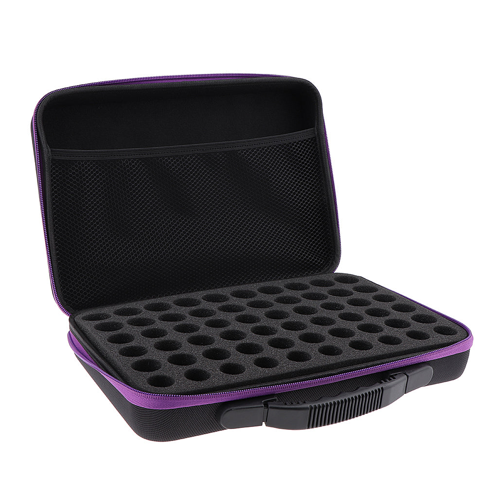 60 Slots EVA Case Bag for Cosmetic Bottles - 5ml,10ml,15ml  Purple Stripe