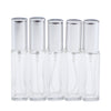 5x Empty Refillable Perfume Bottle Pump Spray Bottle 10ml Glass Shiny Silver