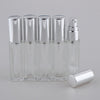 5x Empty Refillable Perfume Bottle Pump Spray Bottle 10ml Glass Shiny Silver