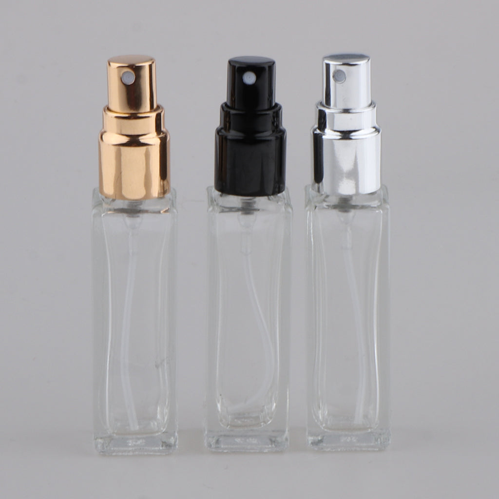 5x Empty Refillable Perfume Bottle Pump Spray Bottle 10ml Glass Shiny Golden