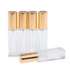 5x Empty Refillable Perfume Bottle Pump Spray Bottle 10ml Glass Shiny Golden