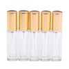 5x Empty Refillable Perfume Bottle Pump Spray Bottle 10ml Glass Shiny Golden