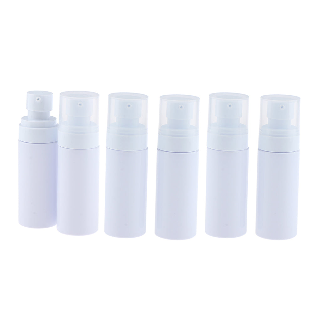 6pcs PET Empty Spray Pump Bottle Riffilable Cosmetic Bottles Set White 60ml