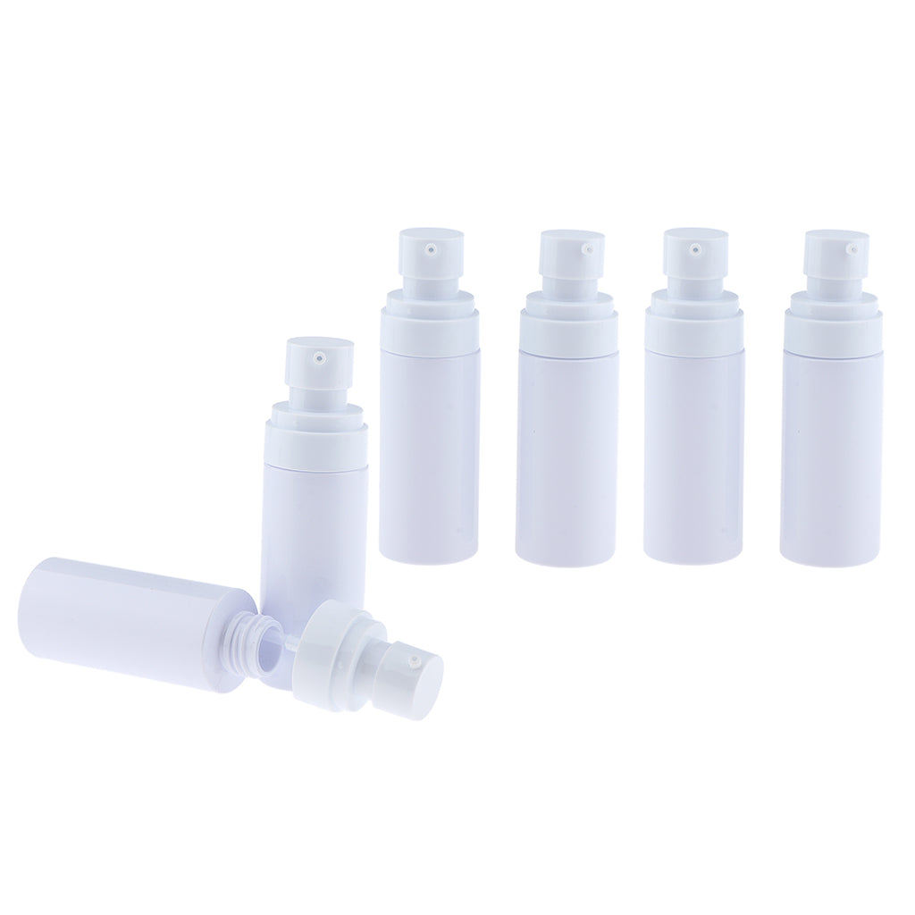 6pcs PET Empty Spray Pump Bottle Riffilable Cosmetic Bottles Set White 60ml