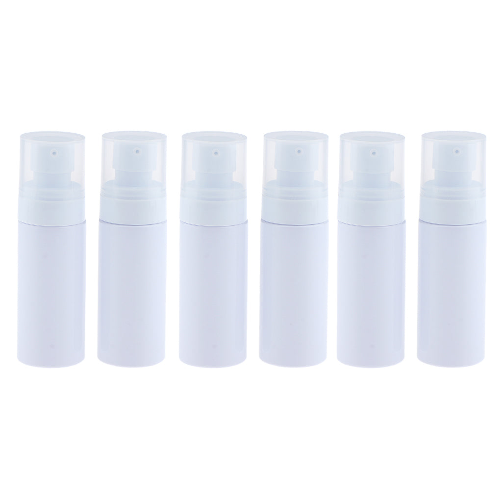 6pcs PET Empty Spray Pump Bottle Riffilable Cosmetic Bottles Set White 60ml