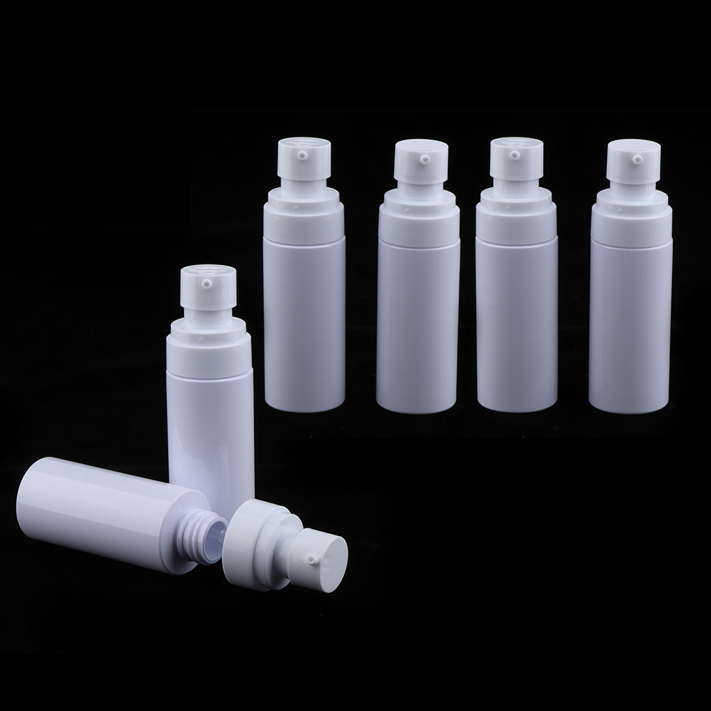 6pcs PET Empty Spray Pump Bottle Riffilable Cosmetic Bottles Set White 60ml