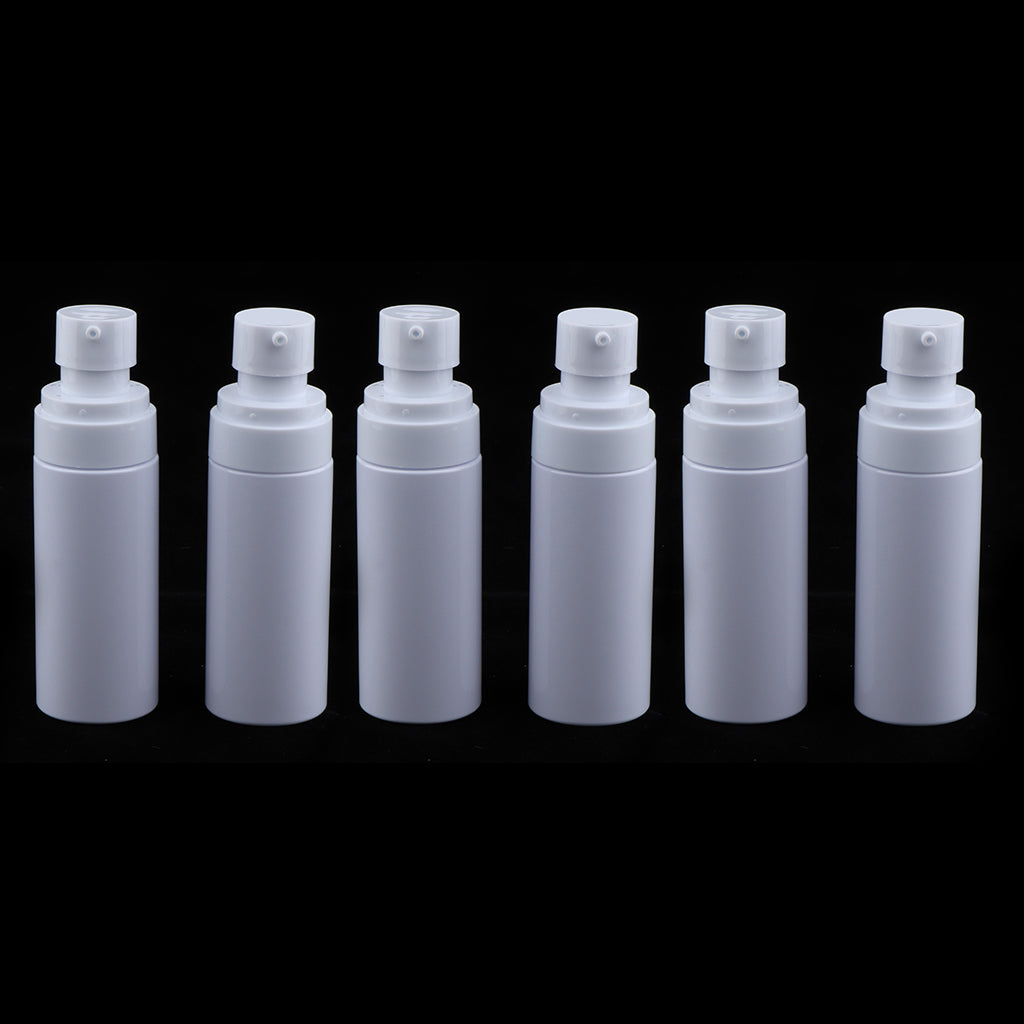 6pcs PET Empty Spray Pump Bottle Riffilable Cosmetic Bottles Set White 60ml