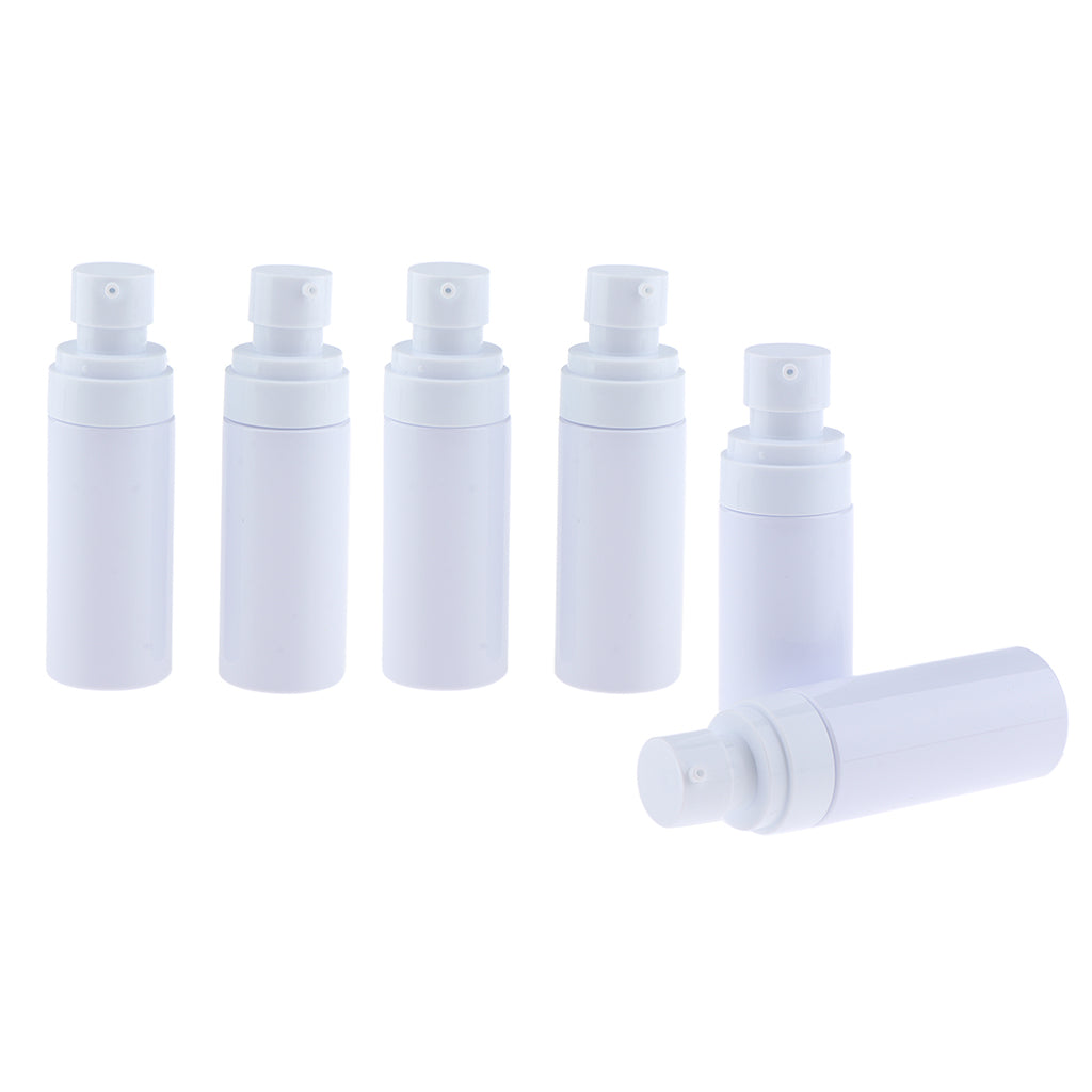 6pcs PET Empty Spray Pump Bottle Riffilable Cosmetic Bottles Set White 60ml