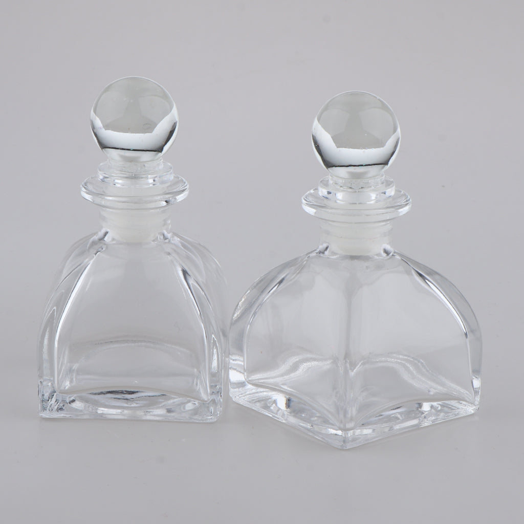 2Pcs Fragrance Glass Diffuser Bottles Jars for DIY Reed Essential Oil Scent 50ml