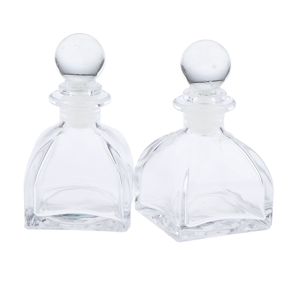 2Pcs Fragrance Glass Diffuser Bottles Jars for DIY Reed Essential Oil Scent 50ml