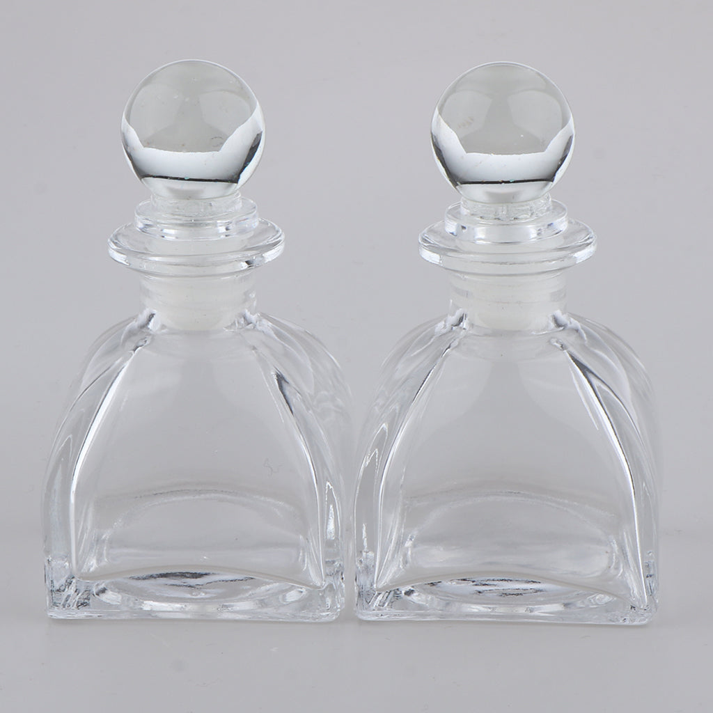 2Pcs Fragrance Glass Diffuser Bottles Jars for DIY Reed Essential Oil Scent 50ml