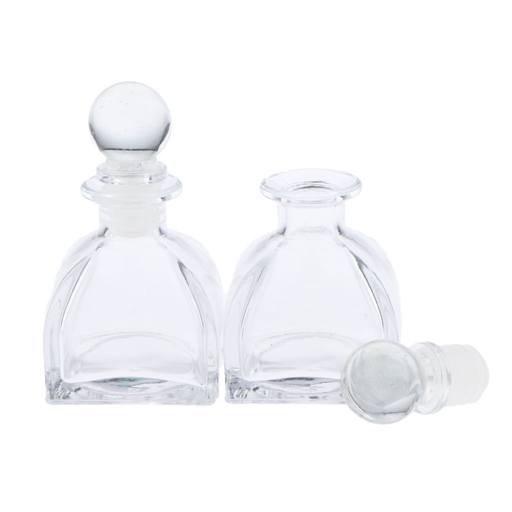 2Pcs Fragrance Glass Diffuser Bottles Jars for DIY Reed Essential Oil Scent 50ml