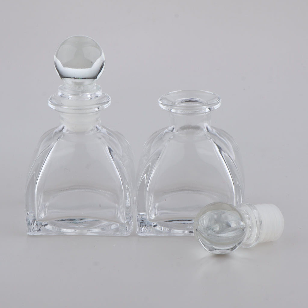 2Pcs Fragrance Glass Diffuser Bottles Jars for DIY Reed Essential Oil Scent 50ml