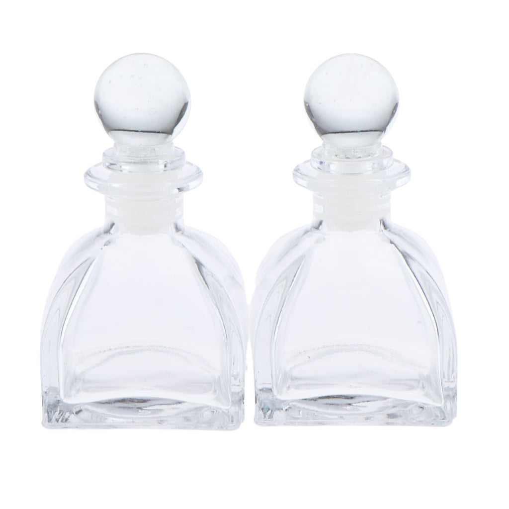 2Pcs Fragrance Glass Diffuser Bottles Jars for DIY Reed Essential Oil Scent 50ml